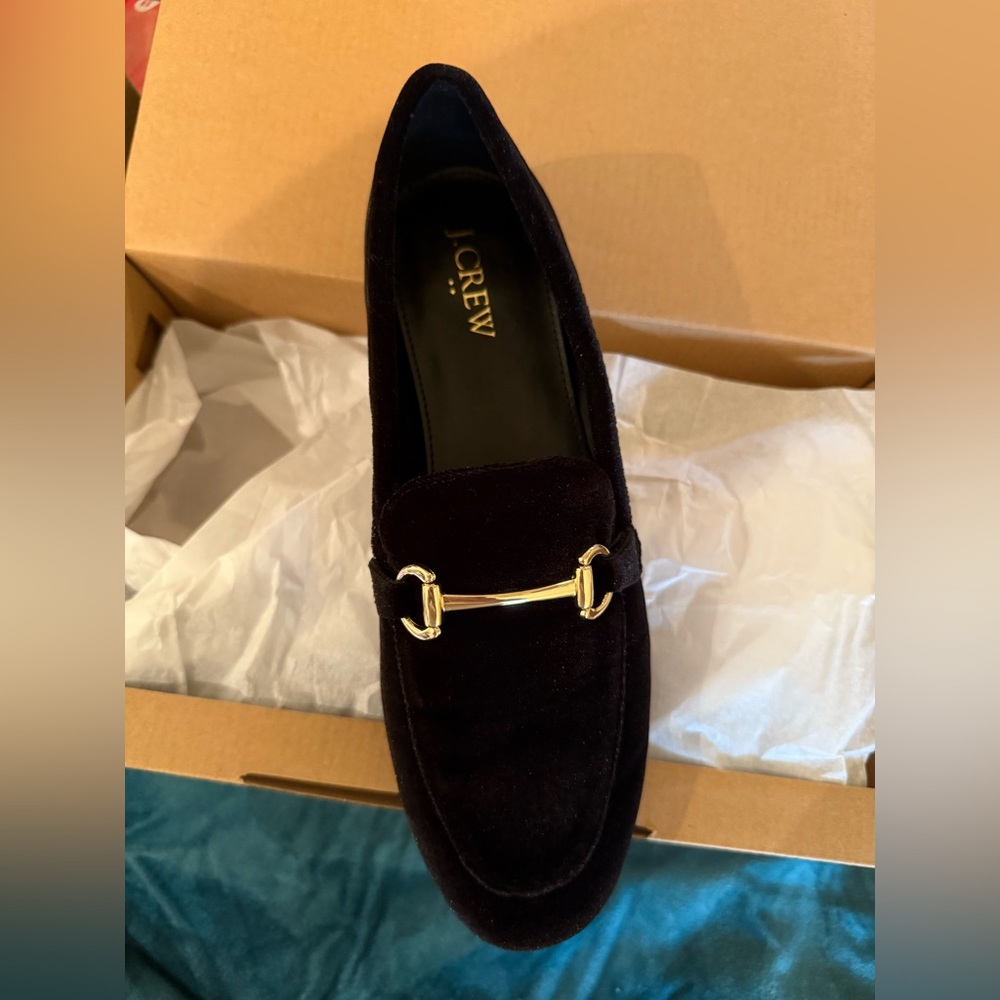 J. Crew- Velvet Bit Loafers, Black, Size 8 - Picture 2 of 7